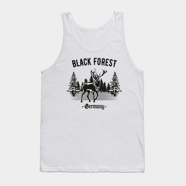 Black Forest Germany Deer with Trees Tank Top by Foxxy Merch